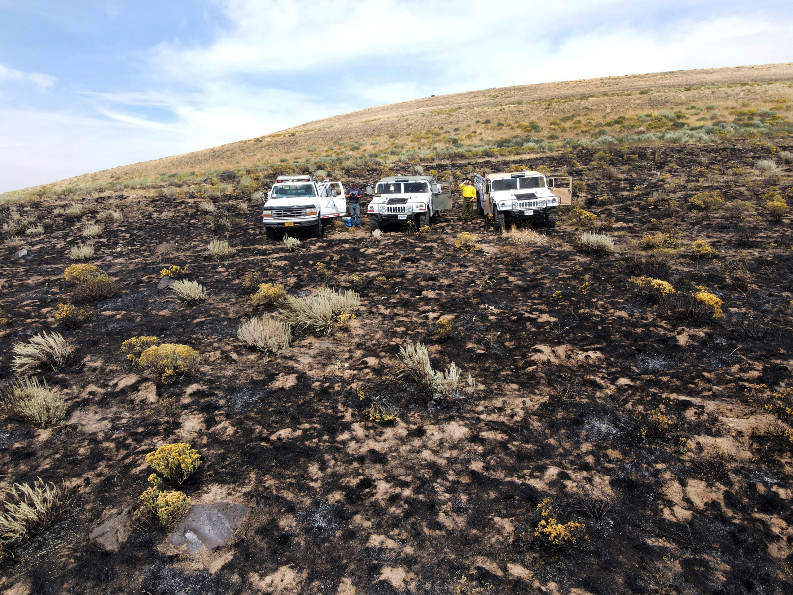 RFPA vehicles can be the first vehicles on scene. Even if a fire is contained, BLM hand crews set up a perimeter to eliminate hot spots.   Photo by Cody Henricks